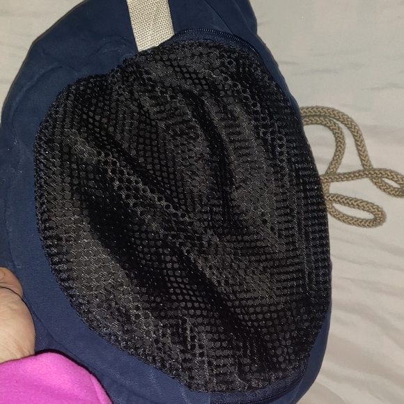 Vintage Navy Blue Drawstring Golf Ball Bag With Embroidered Logo - Picture 3 of 6